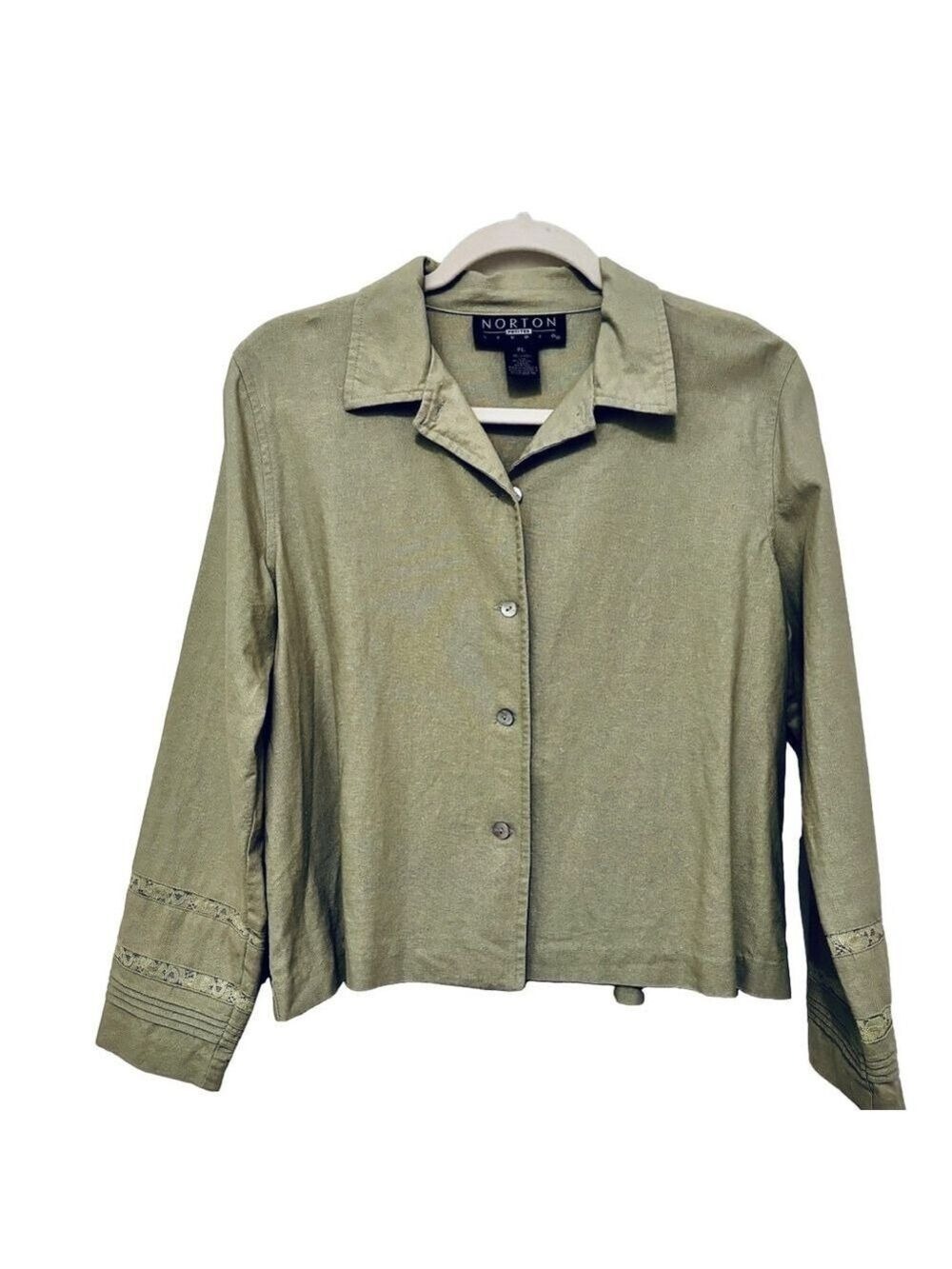 Norton Vintage Light Green Petite Button Down Jacket - Picture 2 of 11